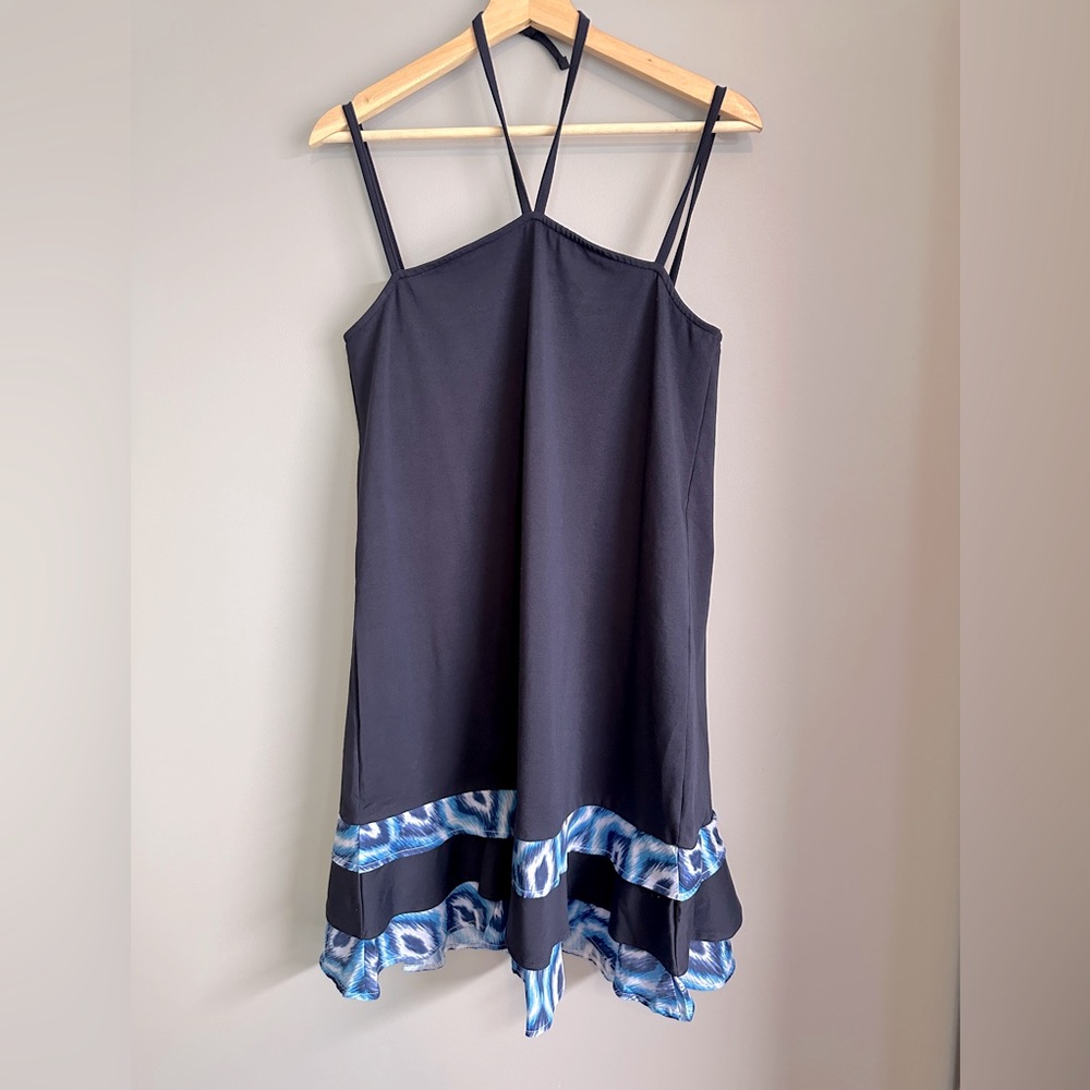Beachcombers Coastal Threads Navy Ruffle Summer Sundress Womens Small (fits M)‎